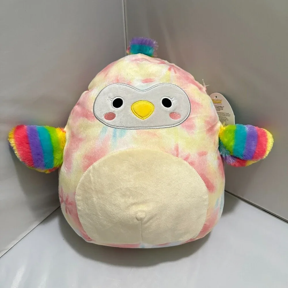 NWT Squishmallows Carmella Toucan Tie-Dye Rainbow Stuffed Animal Bird 1329